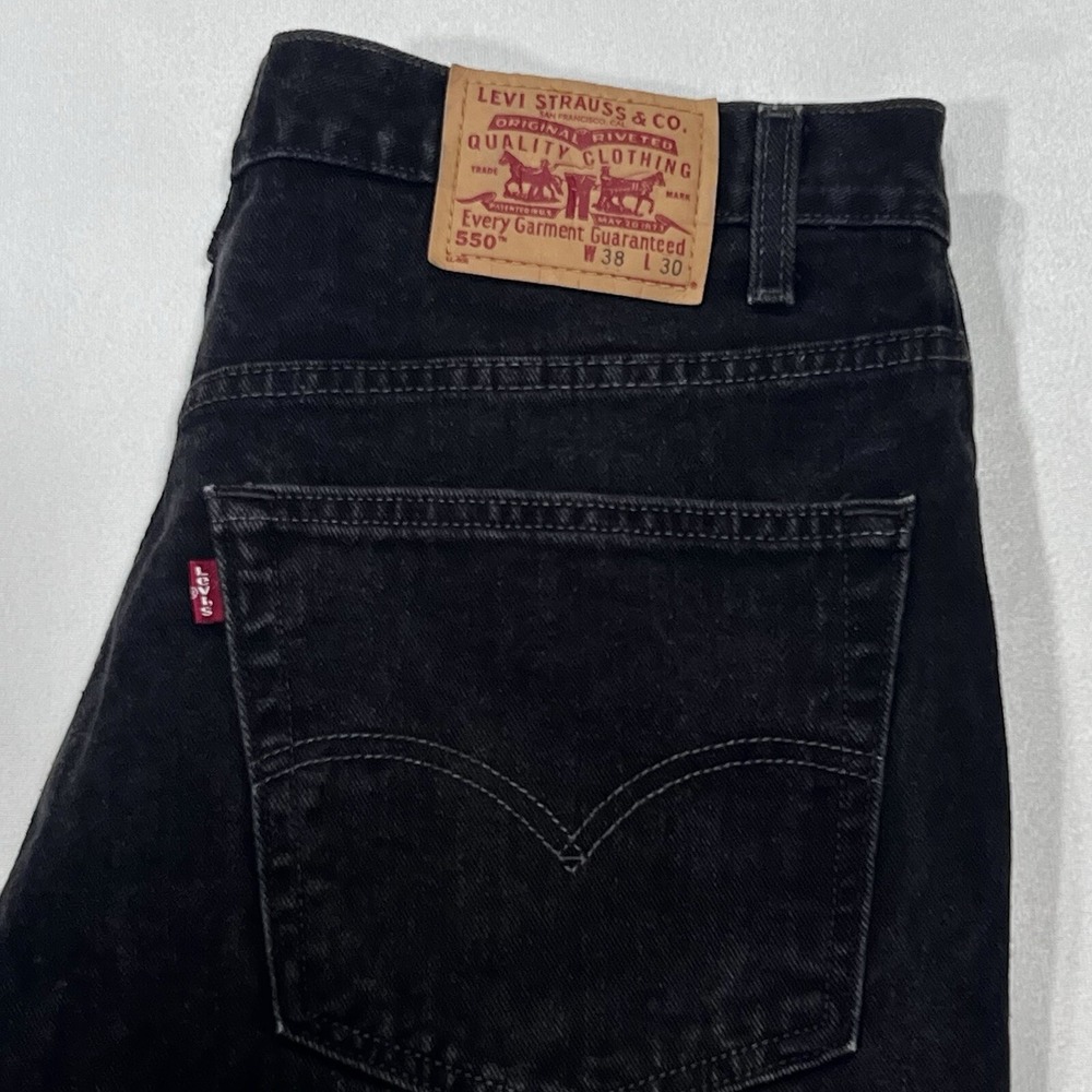 Vintage Levis Jeans Men Black 550 Relaxed Fit Straight Leg Denim 38X30 (36X29)
